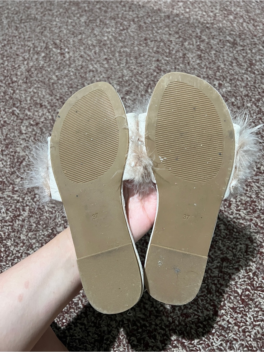 Plush Feather Slide Sandals in Blush - Picture 6 of 6